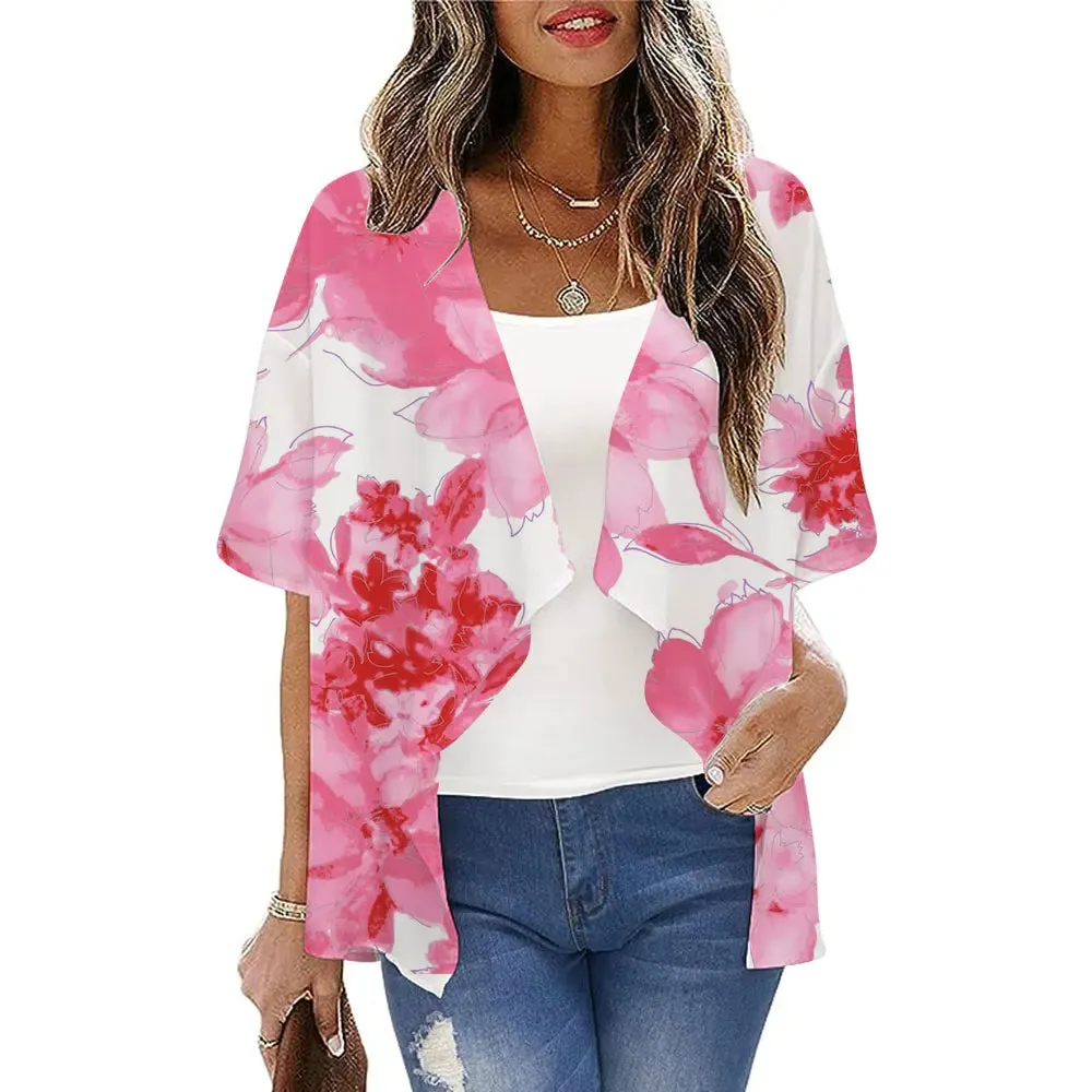 Boho Sexy Style Kimono Cardigan Leopard Printed Loose Long Kimono Ladies Beach Cover Up Tops Summer Blouses Swimsuit