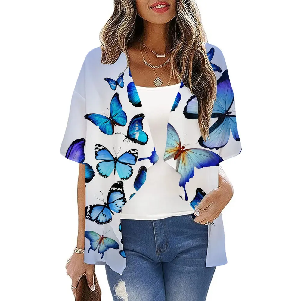 Boho Sexy Style Kimono Cardigan Leopard Printed Loose Long Kimono Ladies Beach Cover Up Tops Summer Blouses Swimsuit