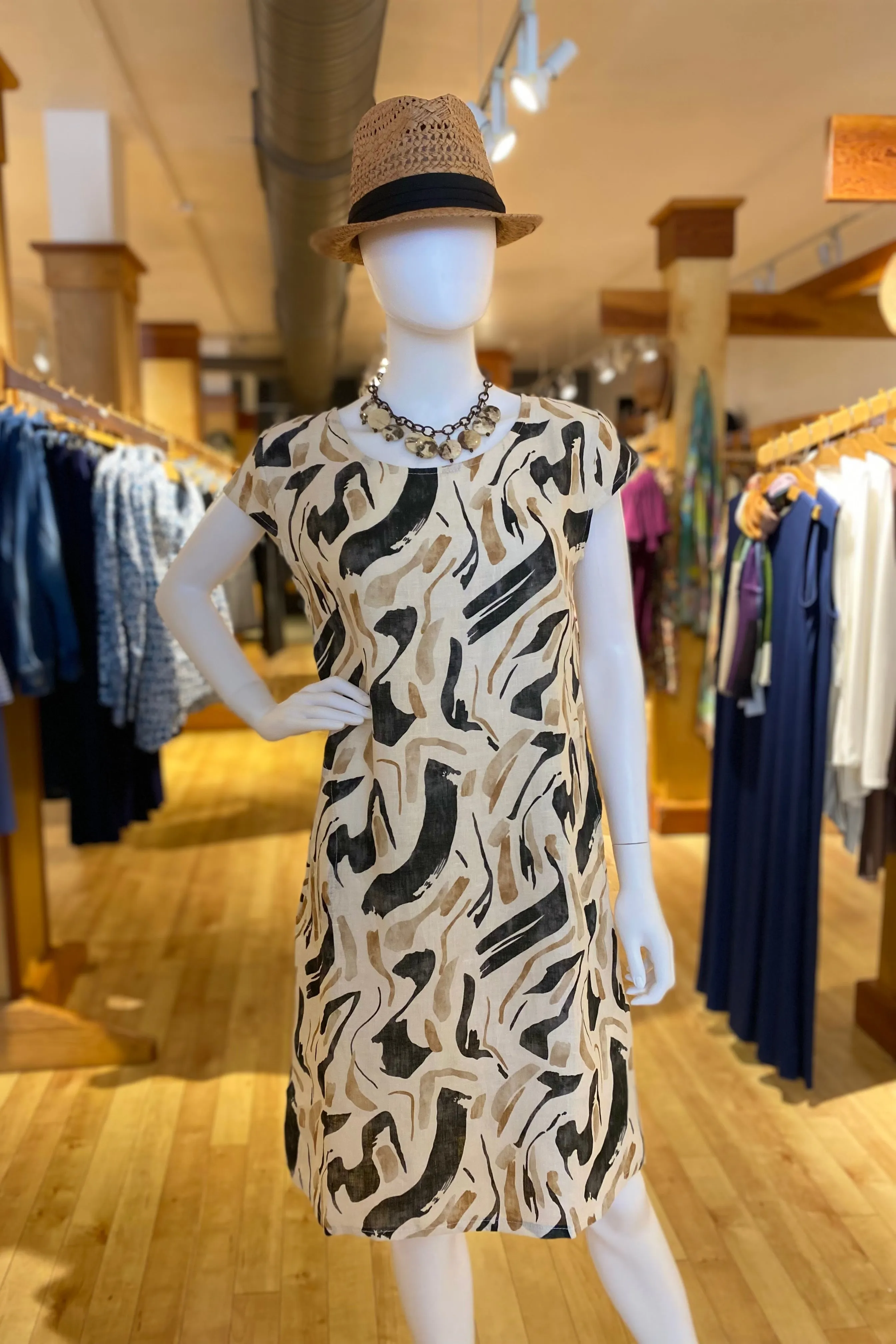 Brushstroke Print Dress