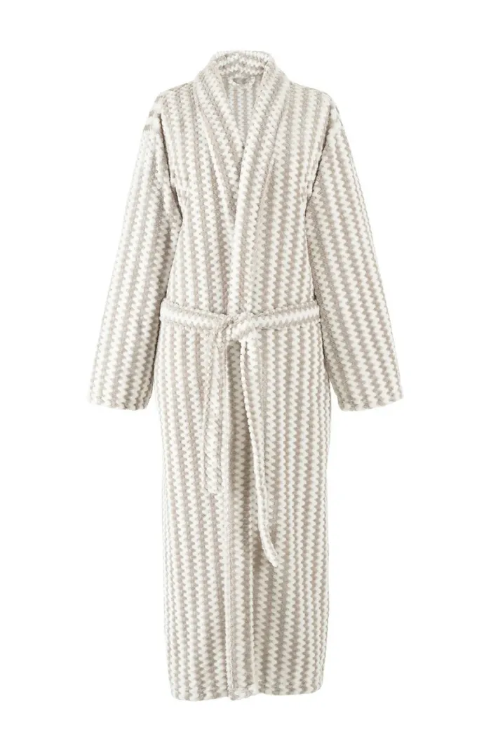 BUBBLE STRIPE FLEECE GREY ROBE