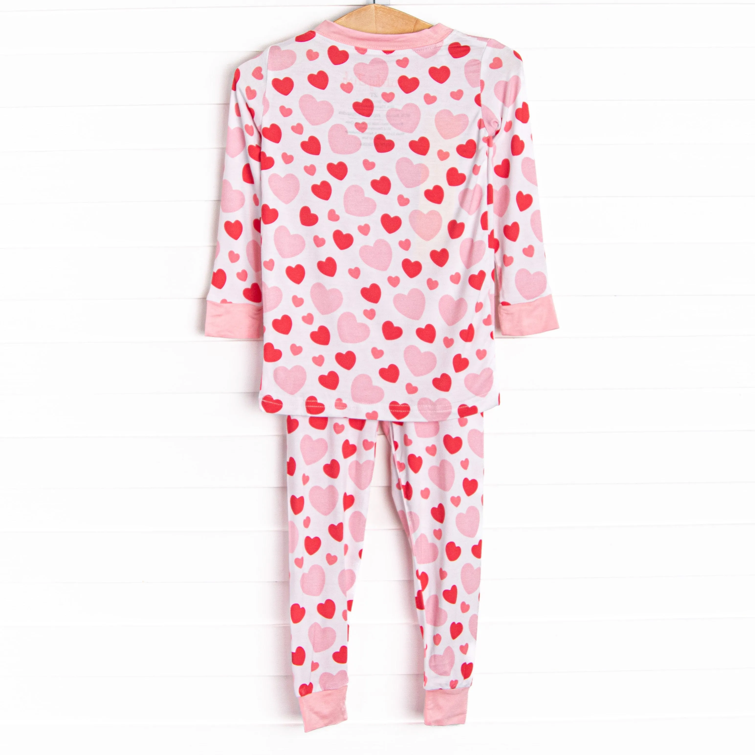 Bubbly Hearts Bamboo Pajama Set, Pink