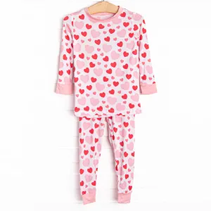 Bubbly Hearts Bamboo Pajama Set, Pink