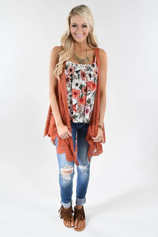 Burnt Orange Sleeveless Kimono