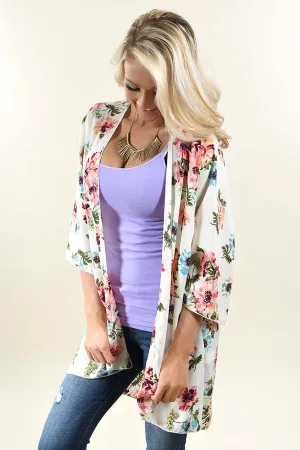 Bursting with Color Floral Kimono