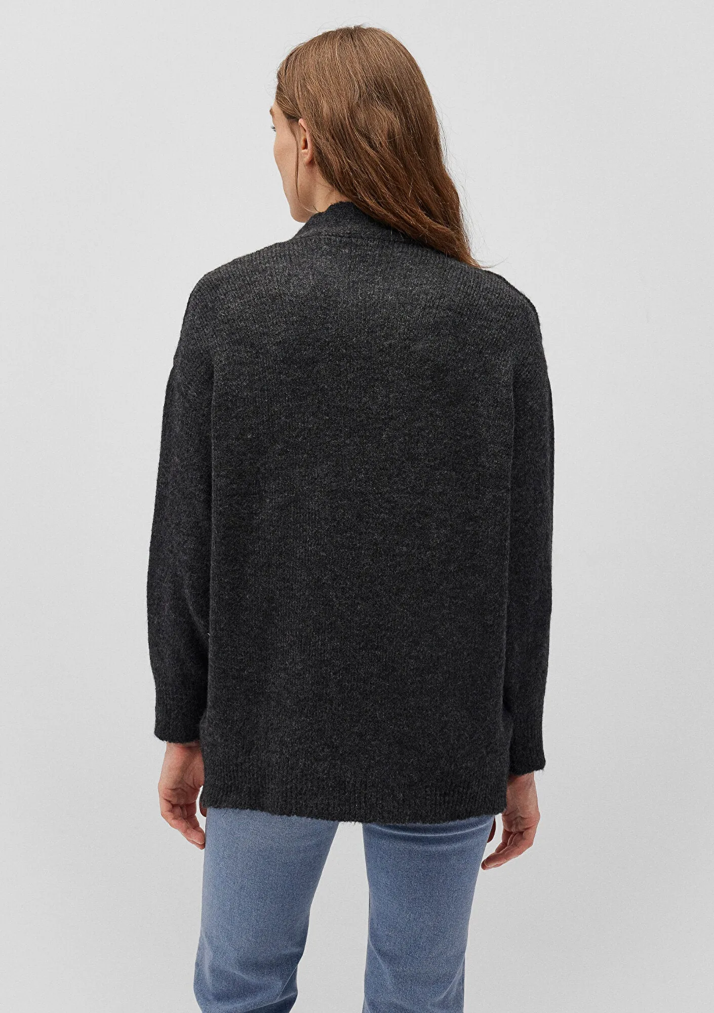Buttoned Anthracite Hırka