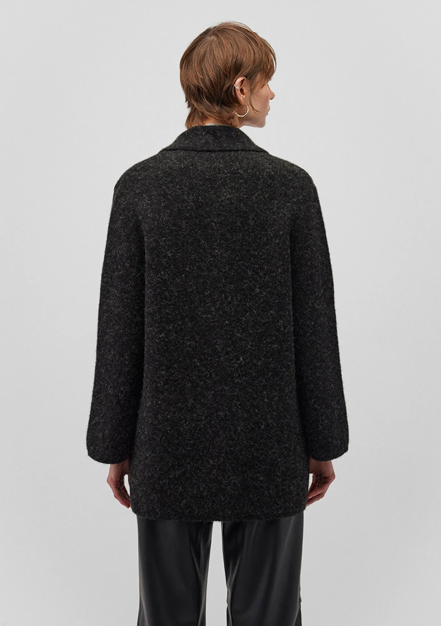 Buttoned Anthracite Hırka