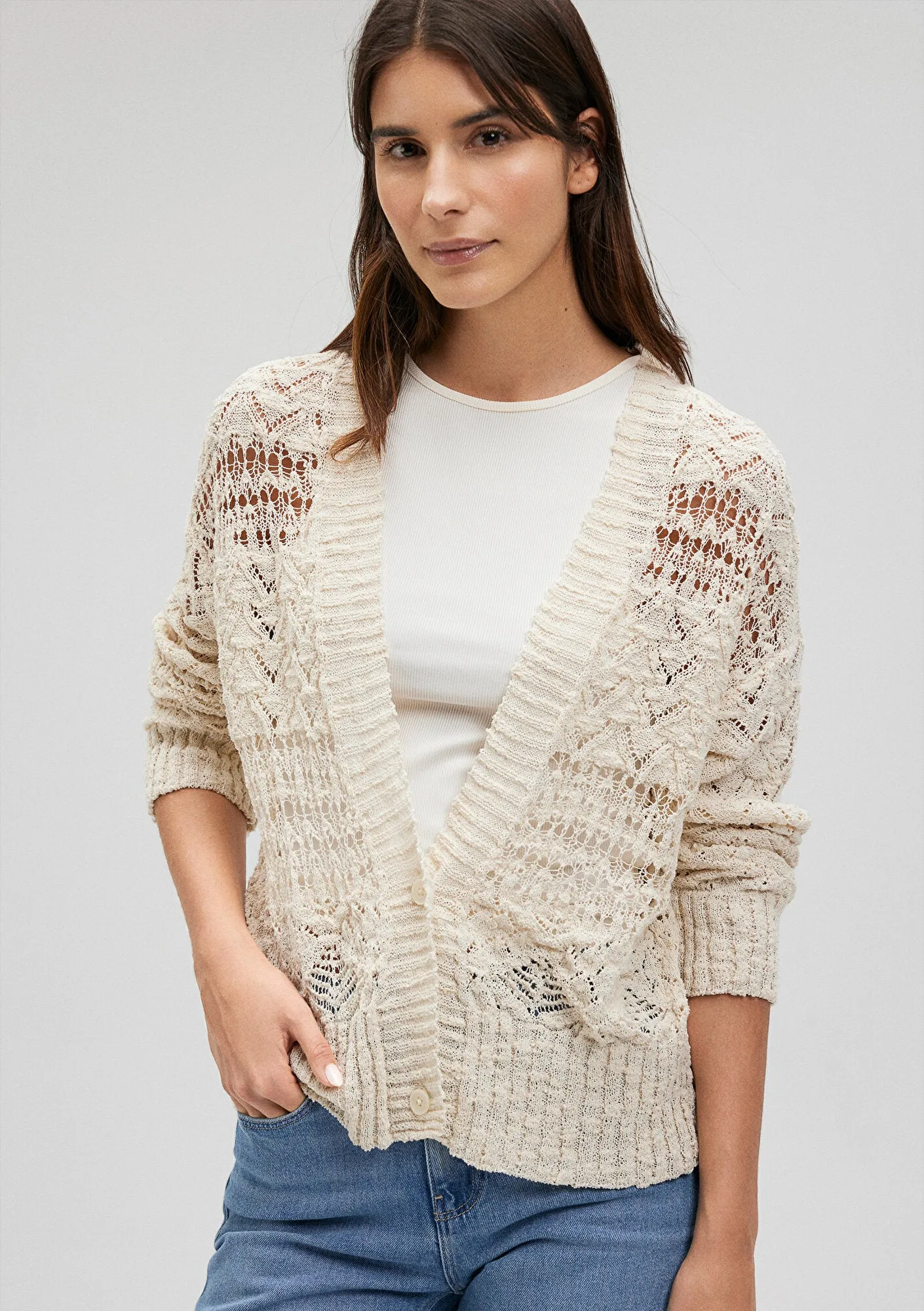 Buttoned Beige Cardigan
