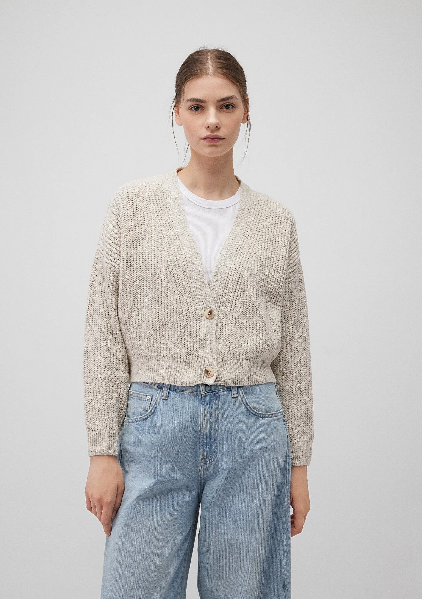 Buttoned Beige Cardigan