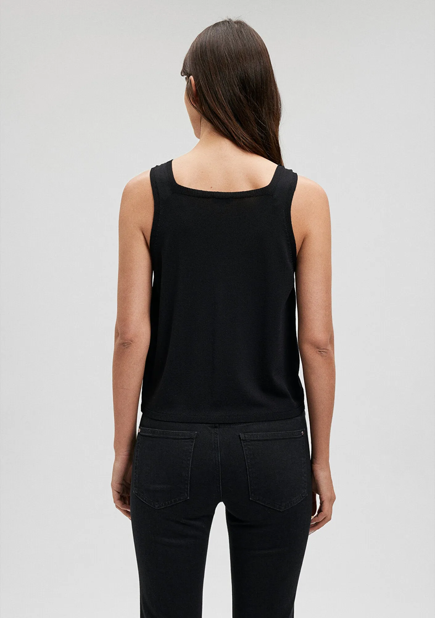 Buttoned Black Knit Top