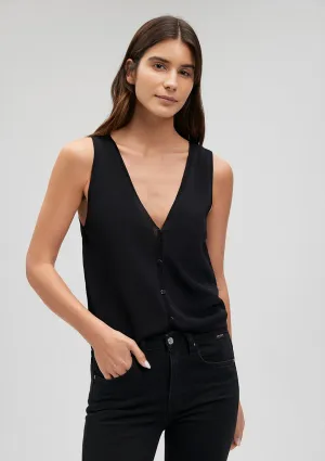 Buttoned Black Knit Top
