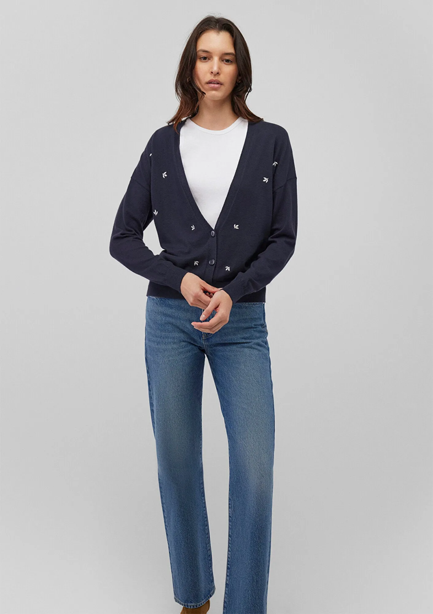 Buttoned Blue Hırka