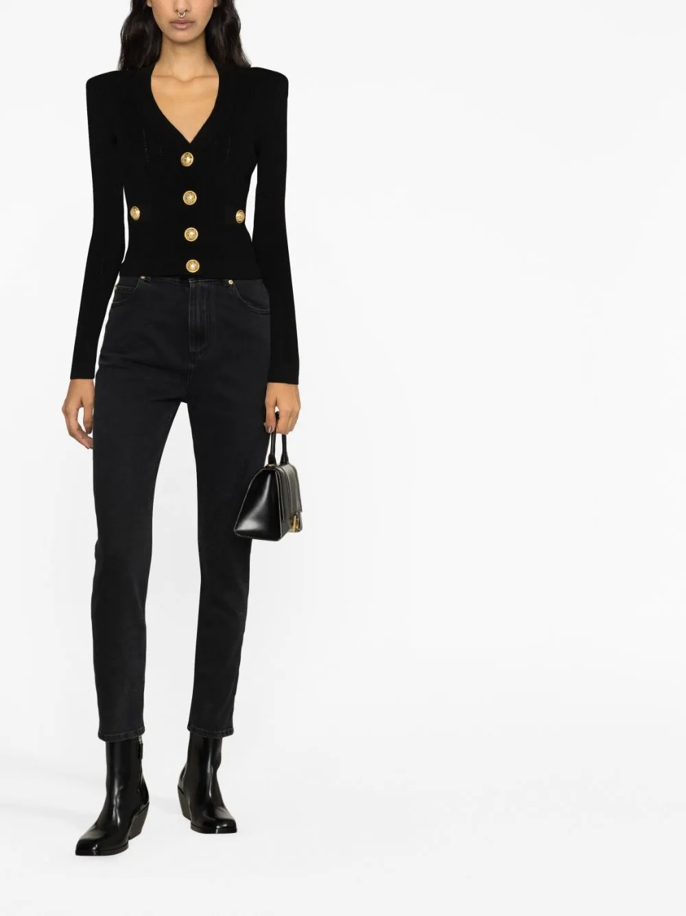 Buttoned cropped cardigan