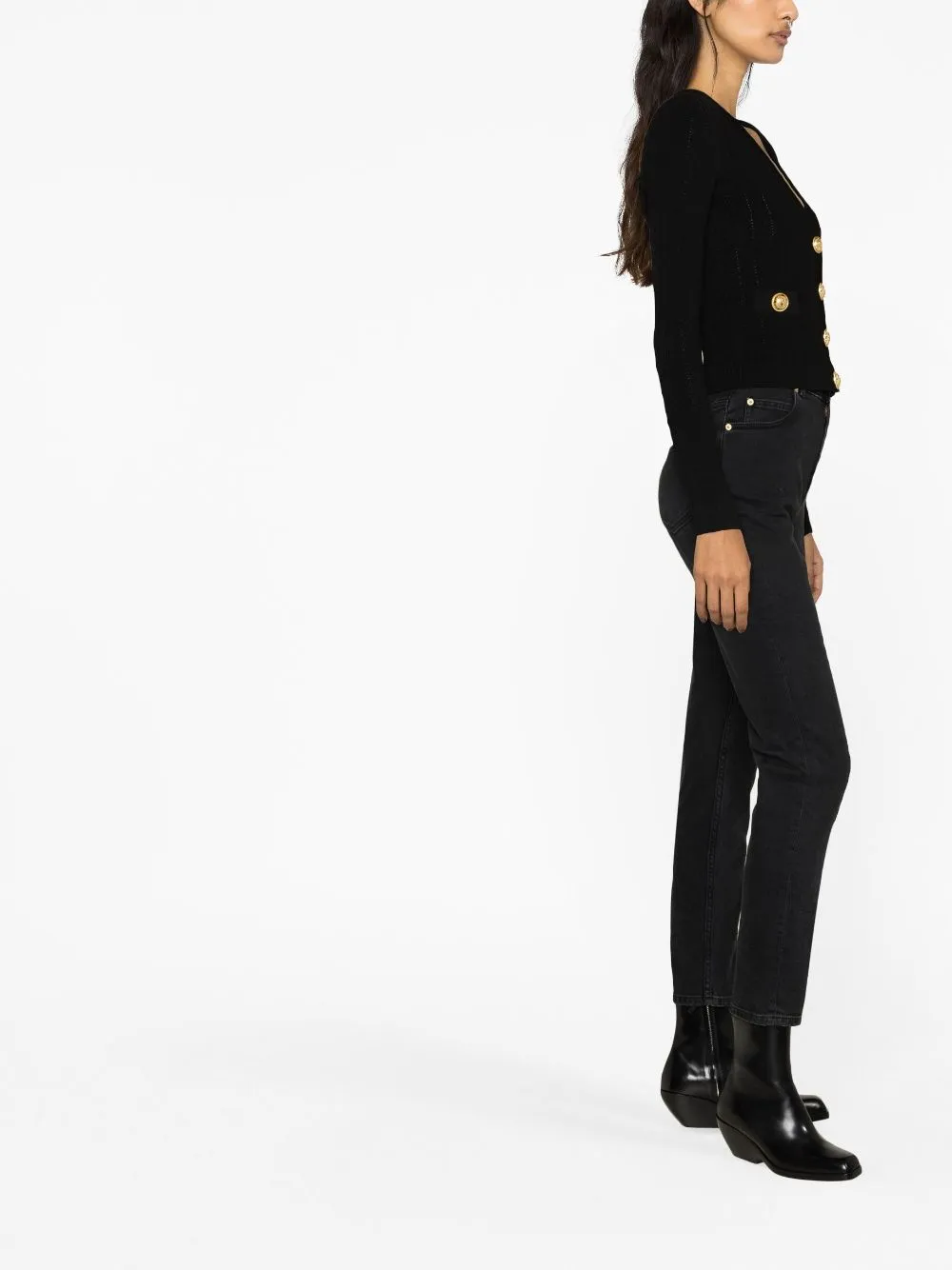 Buttoned cropped cardigan