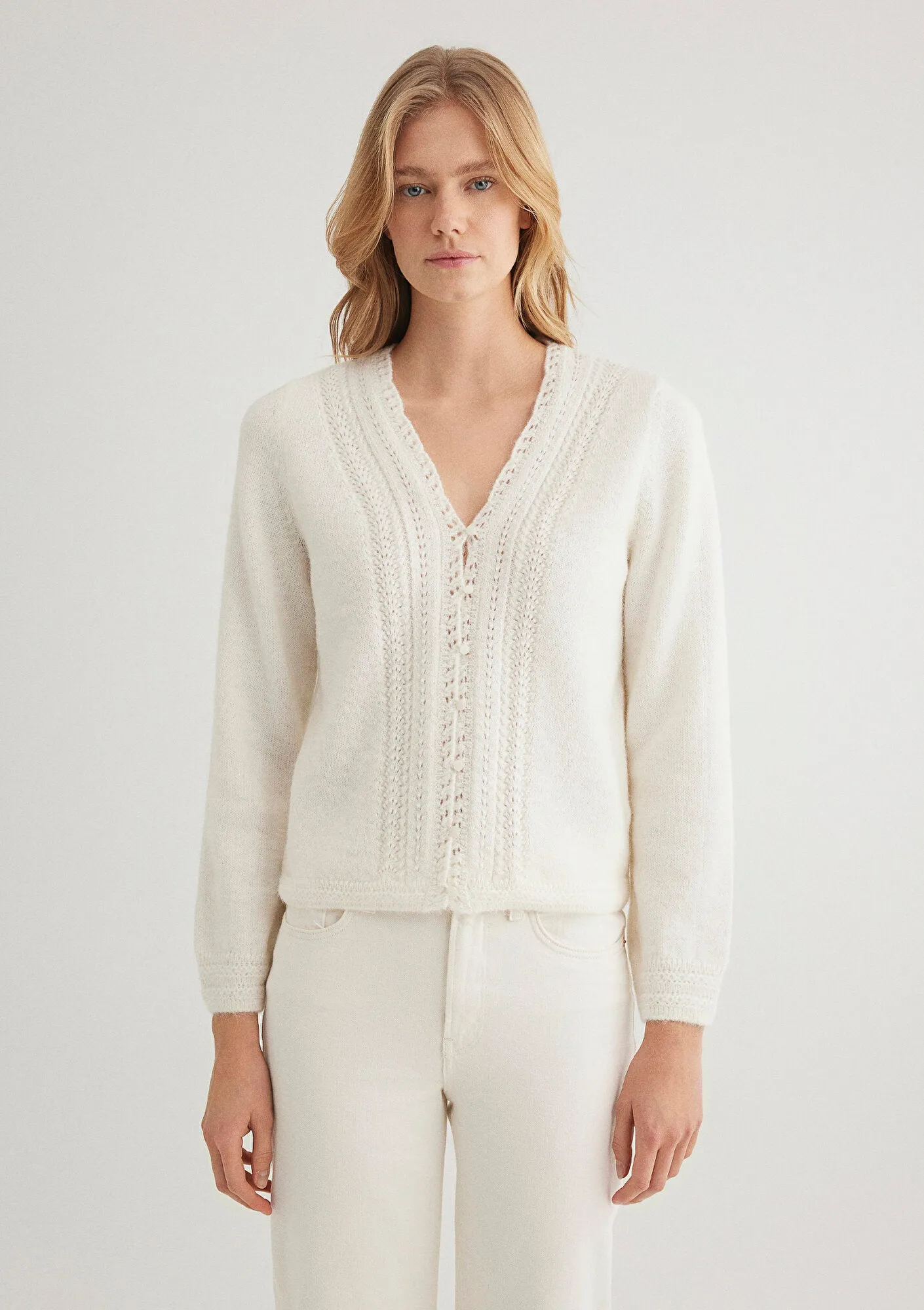 Buttoned Ecru Cardigan