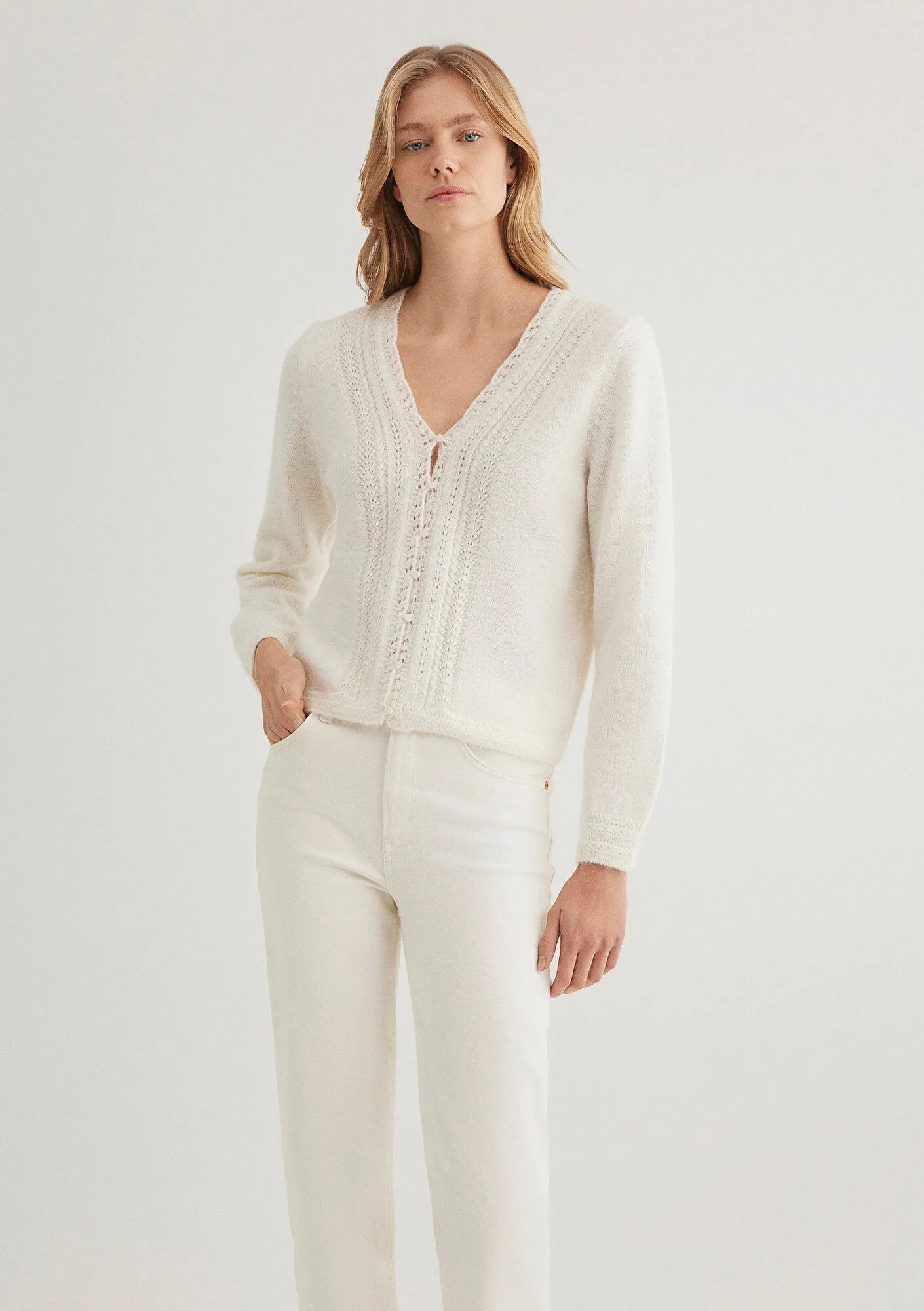 Buttoned Ecru Cardigan