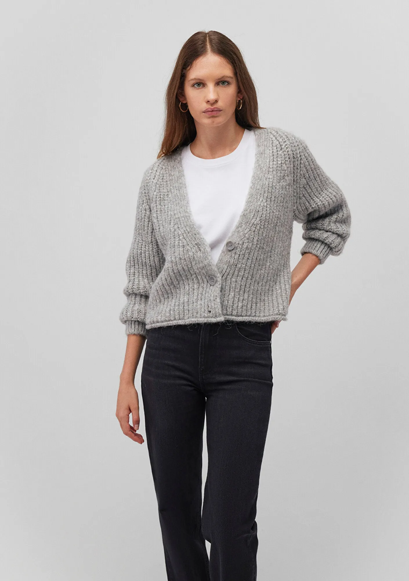 Buttoned Grey Hırka
