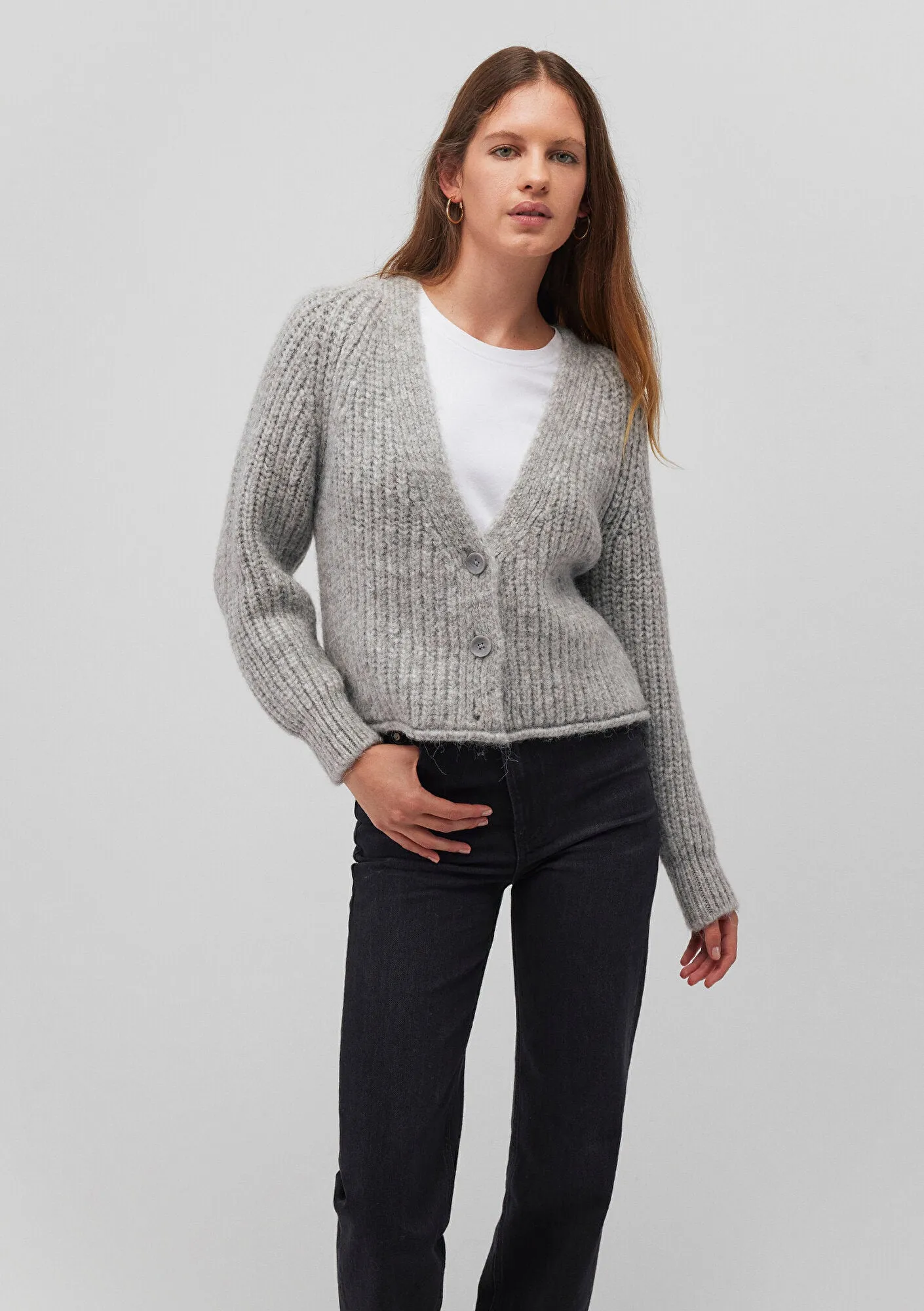 Buttoned Grey Hırka