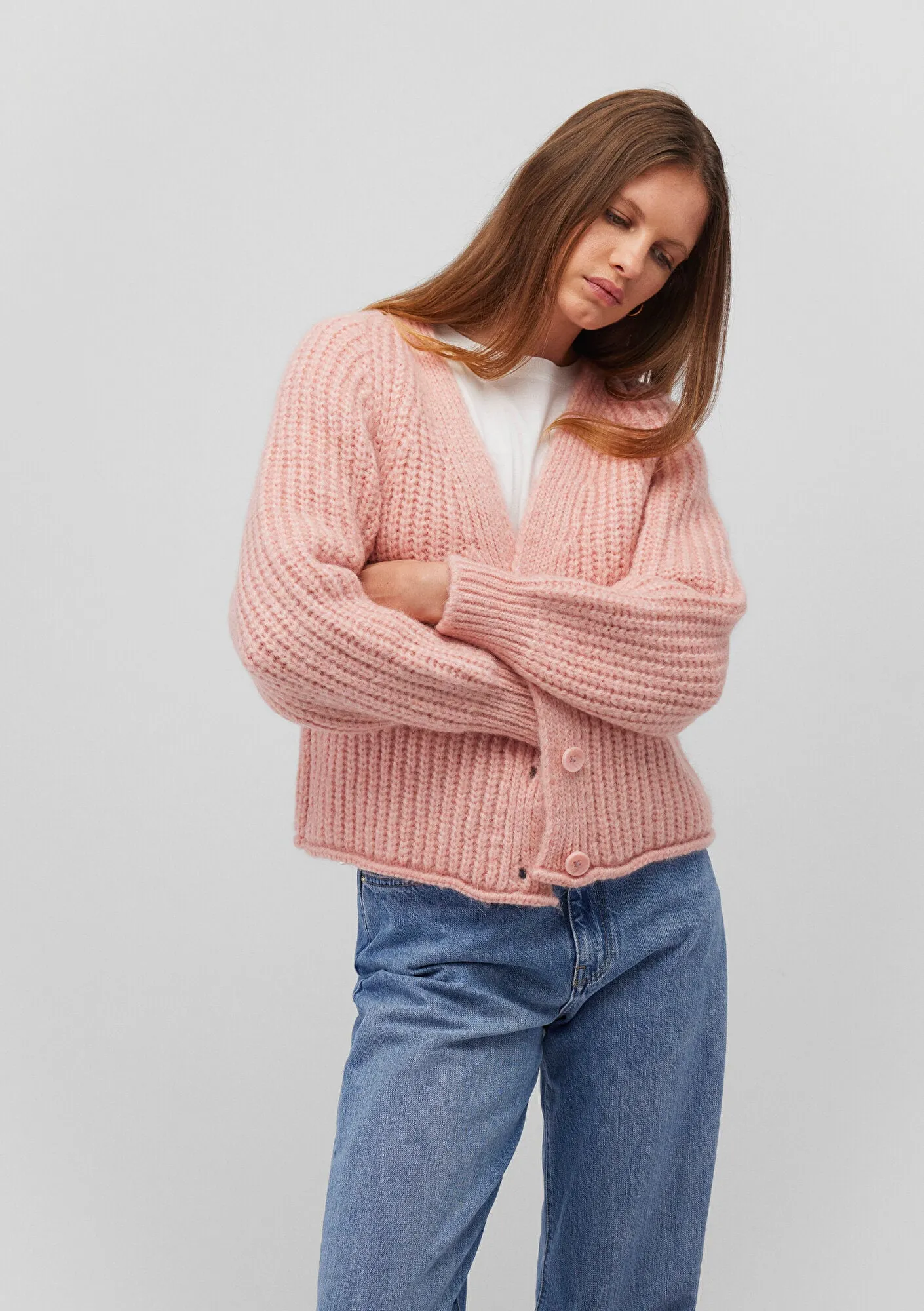 Buttoned Pink Hırka