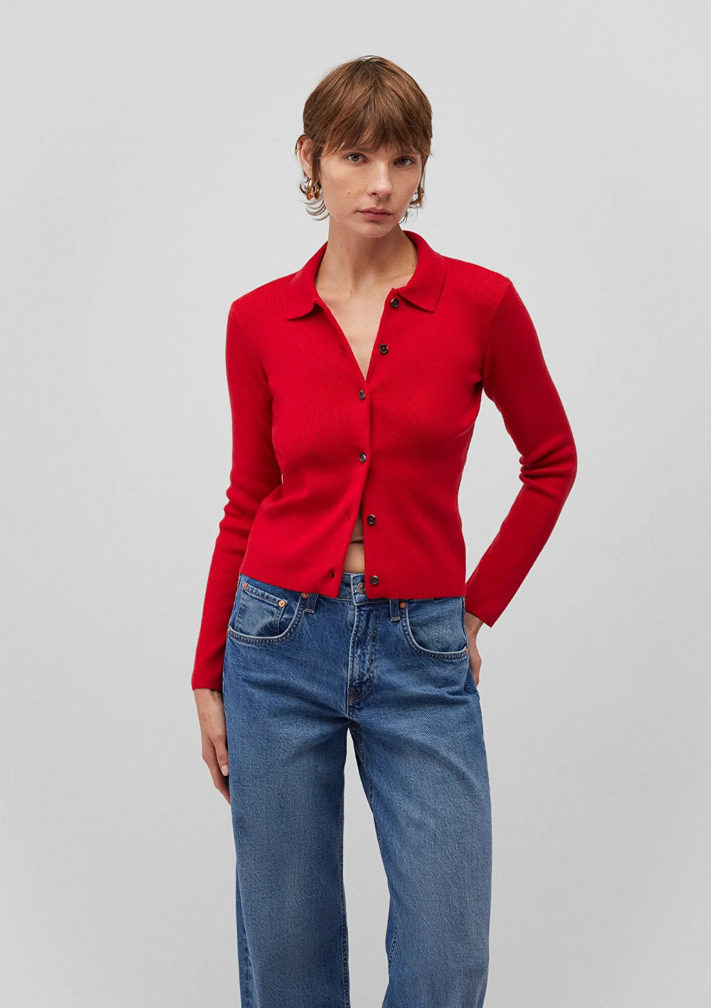 Buttoned Red Hırka