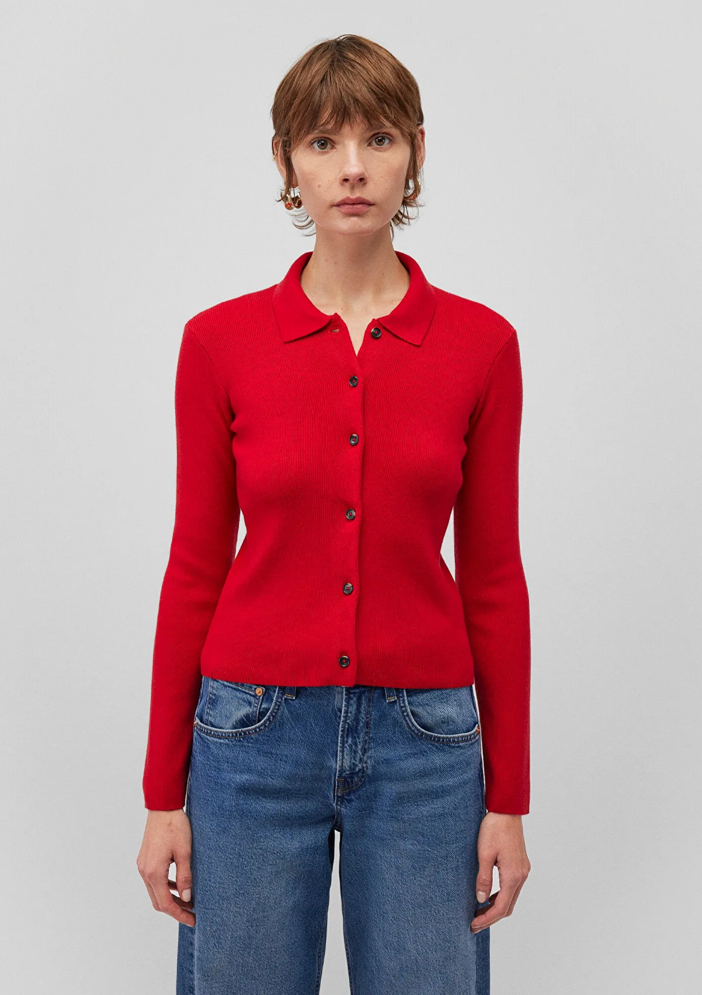 Buttoned Red Hırka