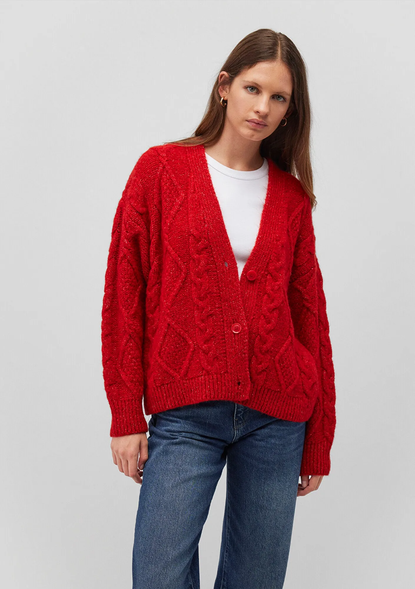 Buttoned Red Hırka