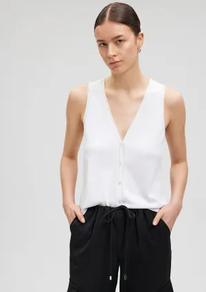 Buttoned White Knit Top