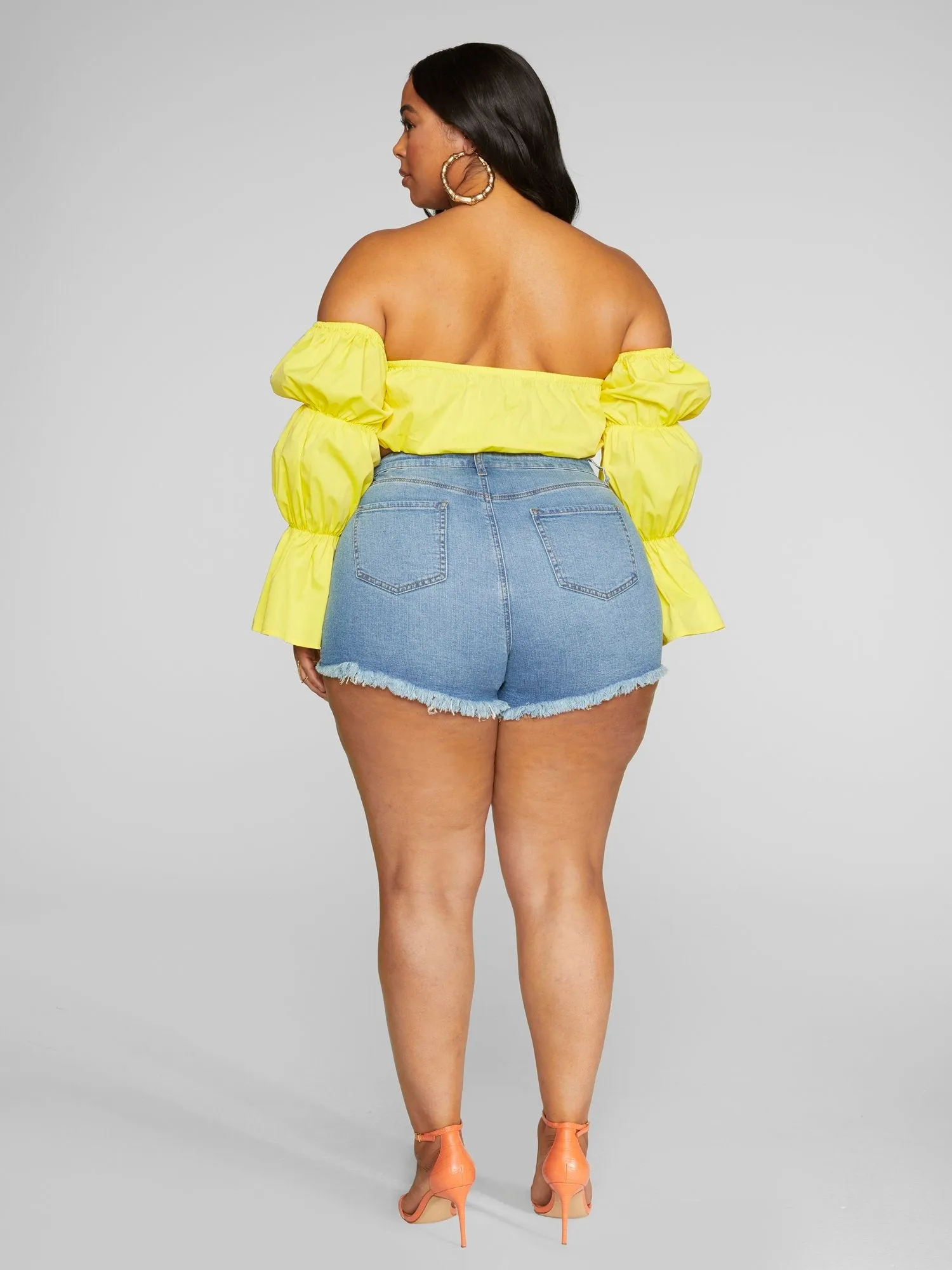 Caroline Bubble Sleeve Crop Top