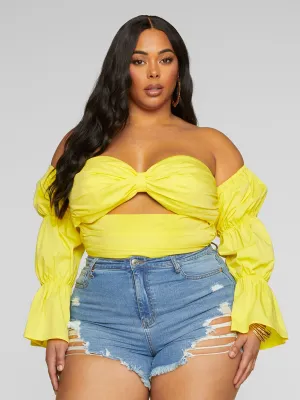 Caroline Bubble Sleeve Crop Top