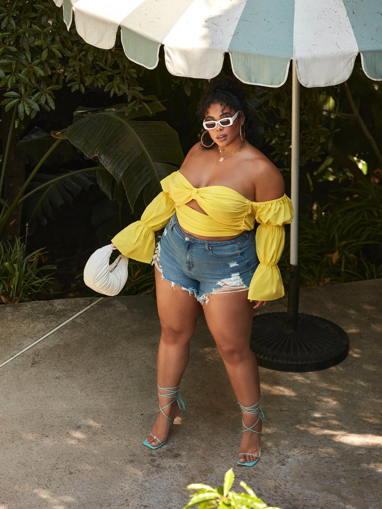 Caroline Bubble Sleeve Crop Top