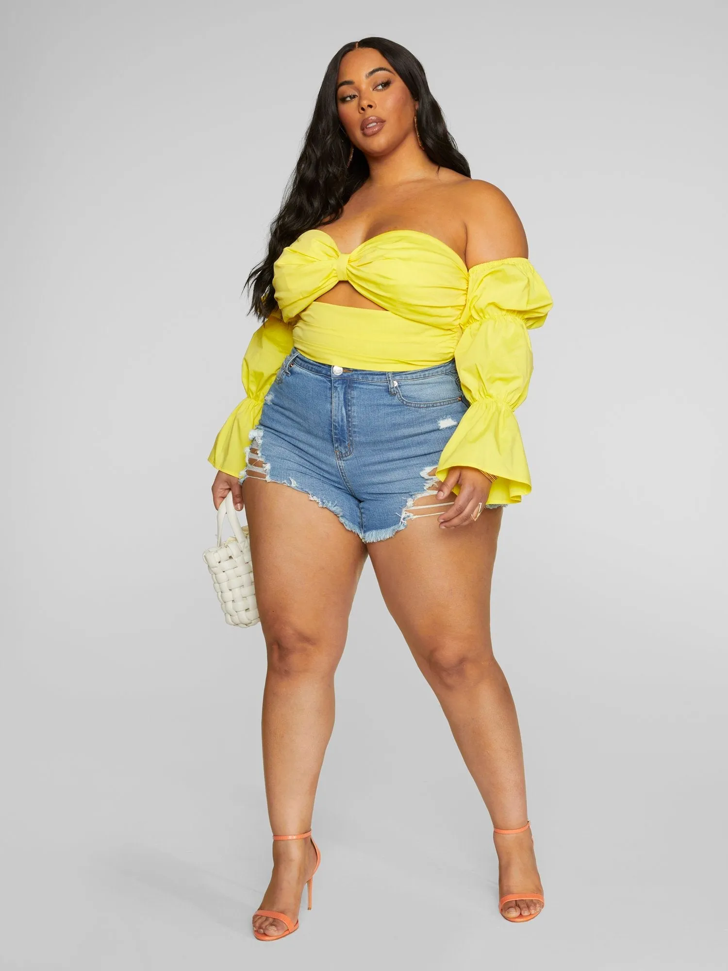 Caroline Bubble Sleeve Crop Top