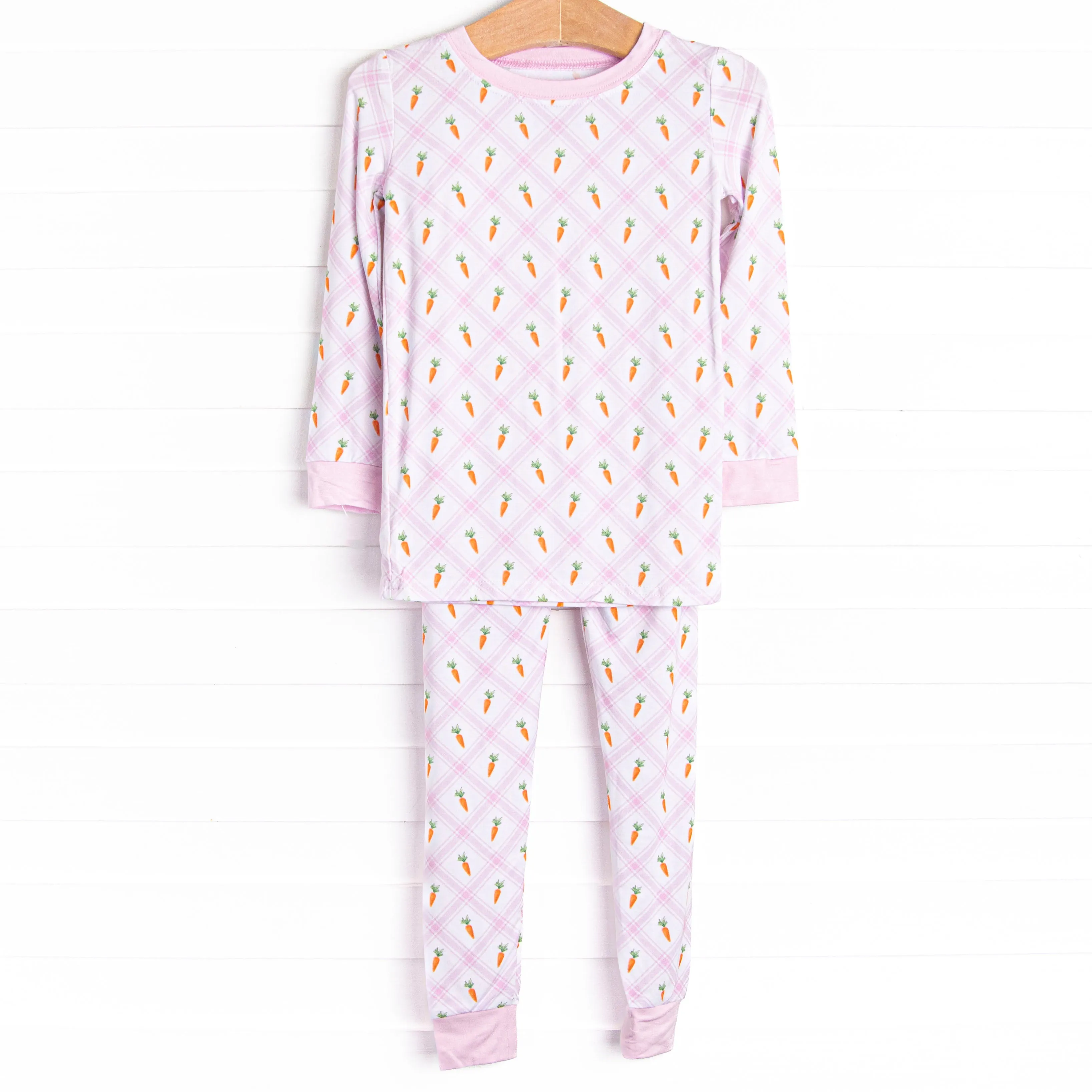 Carrot Patch Bamboo Pajama Set, Pink