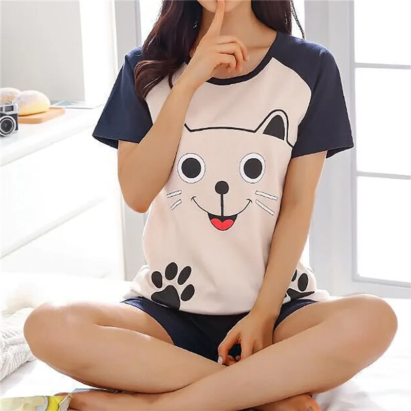 Cartoon Cotton Autumn Long-sleeved Loose Casual Pajamas