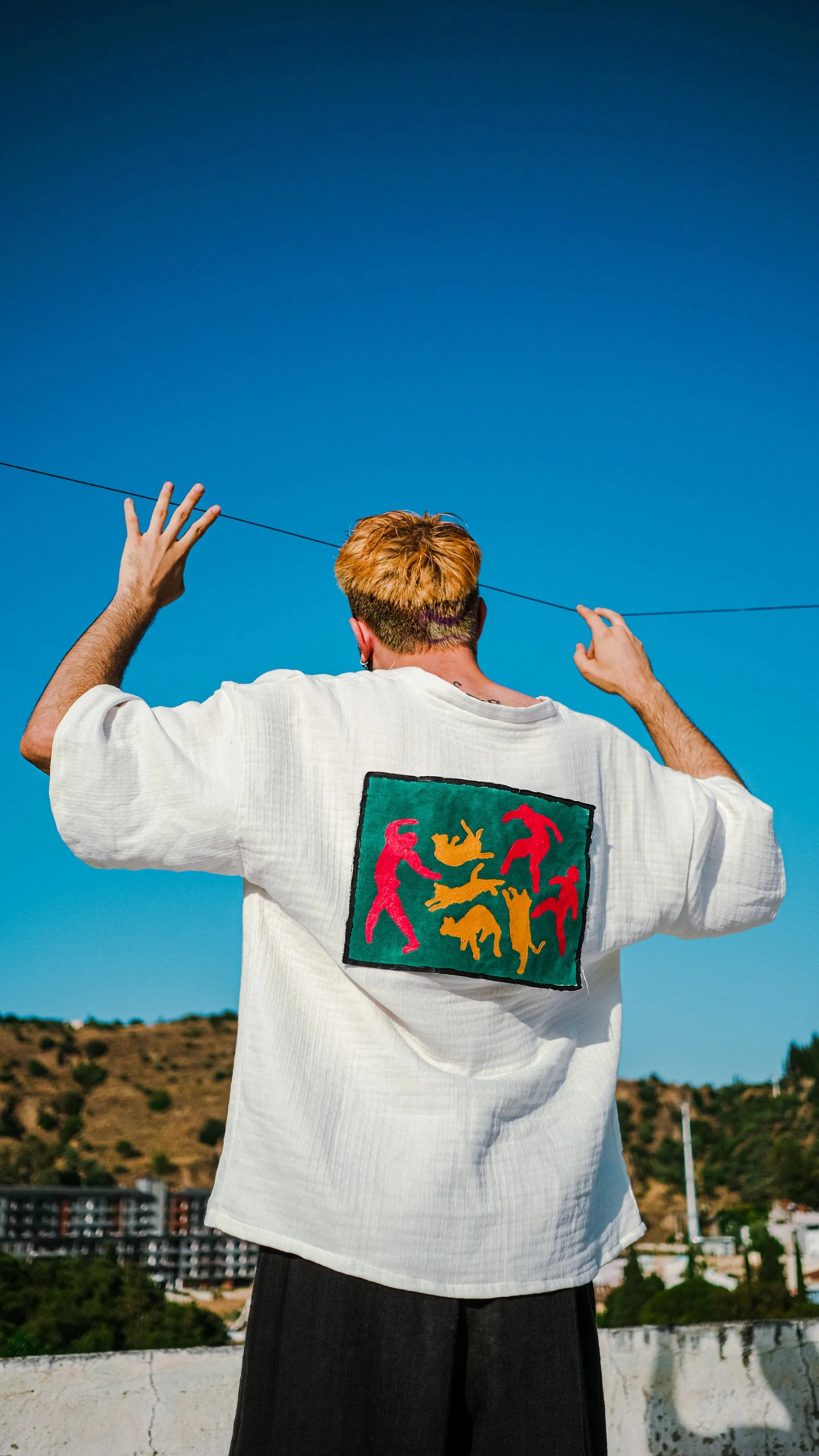 Cats Are Dancing White Muslin Kimono
