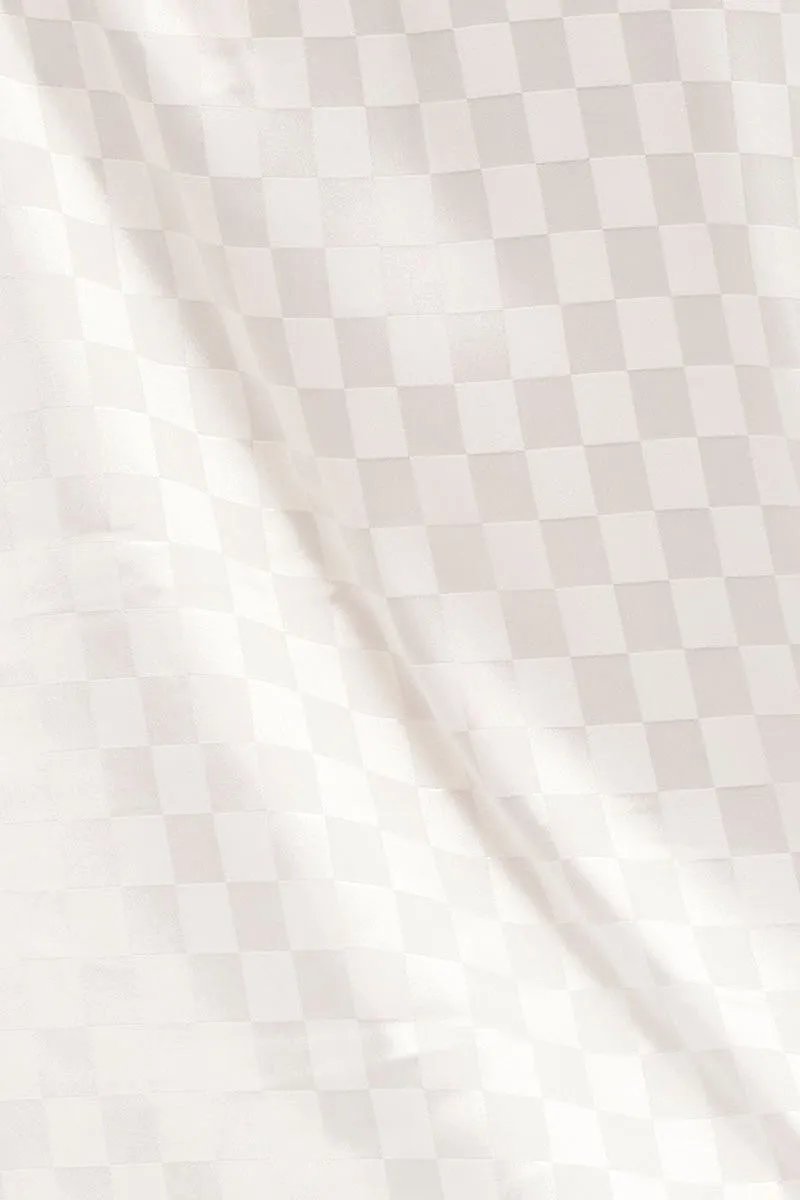 Check Satin Pajamas Set Short Sleeve