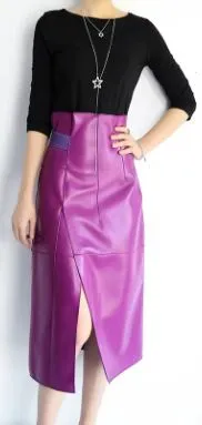 Chic Asymmetrical Leather Midi Skirt