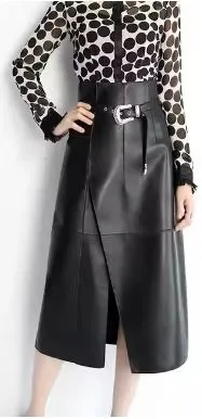 Chic Asymmetrical Leather Midi Skirt