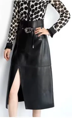 Chic Asymmetrical Leather Midi Skirt