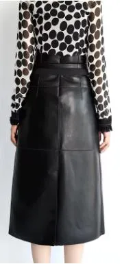Chic Asymmetrical Leather Midi Skirt