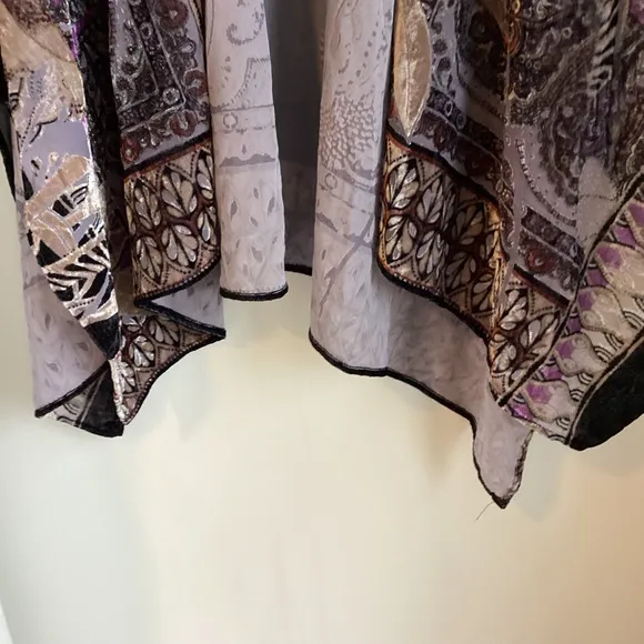 Chico’s Ruana Kimono Womens One Size Purple Velvet Burnout Fairy Whimsigoth
