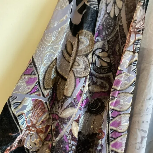 Chico’s Ruana Kimono Womens One Size Purple Velvet Burnout Fairy Whimsigoth