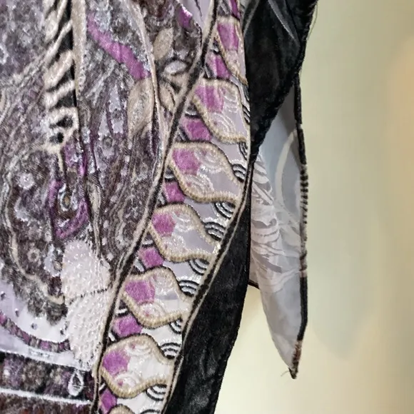 Chico’s Ruana Kimono Womens One Size Purple Velvet Burnout Fairy Whimsigoth