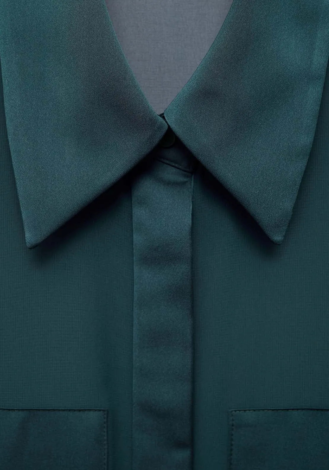 Chiffon shirt with satin panels - Dark Blue