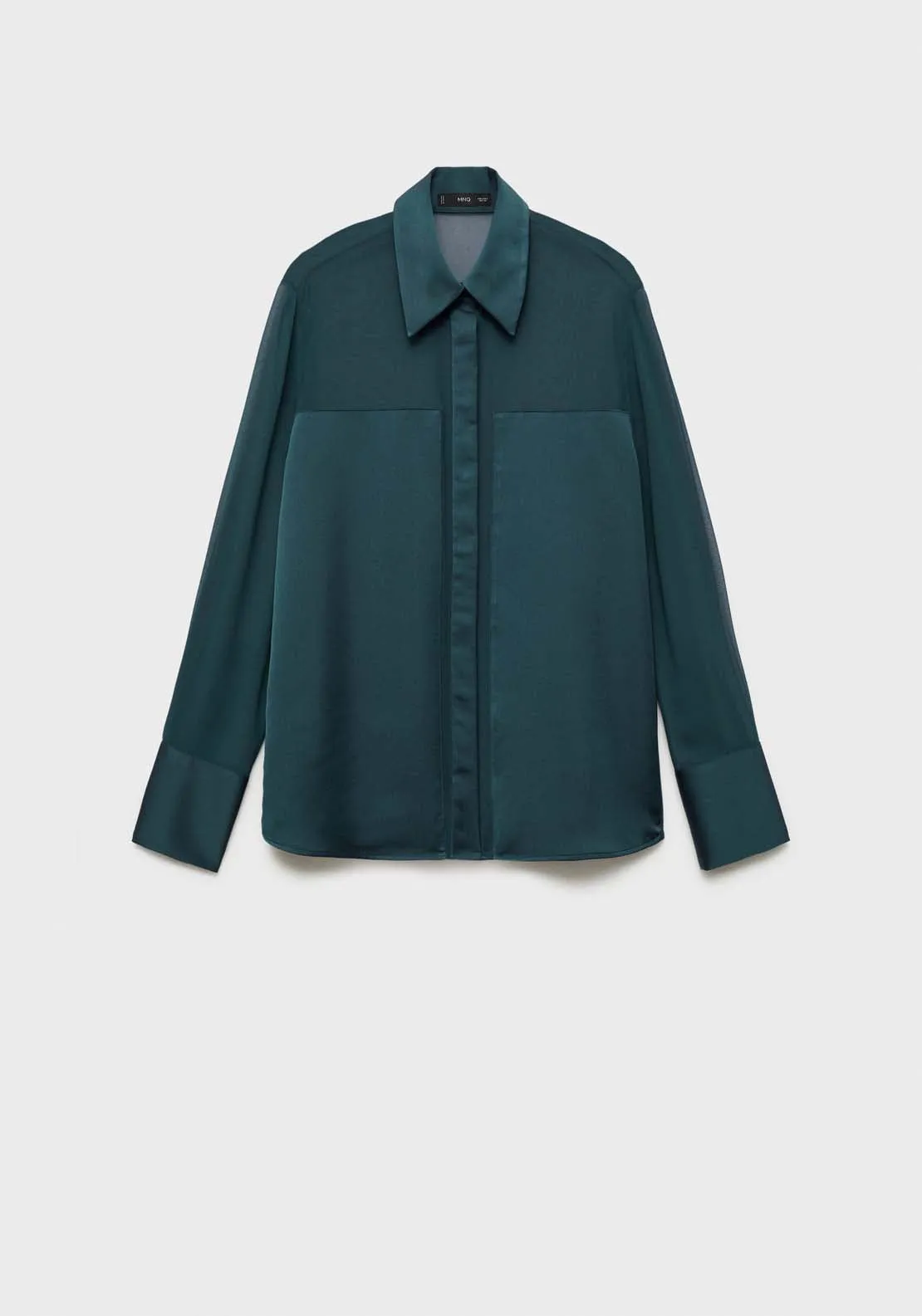 Chiffon shirt with satin panels - Dark Blue