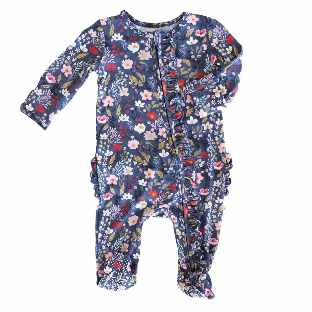 CL Ruffle Footie | Midnight Meadow