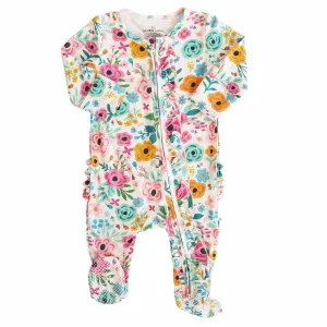 CL Ruffle Zipper Footie | Pretty Poppies