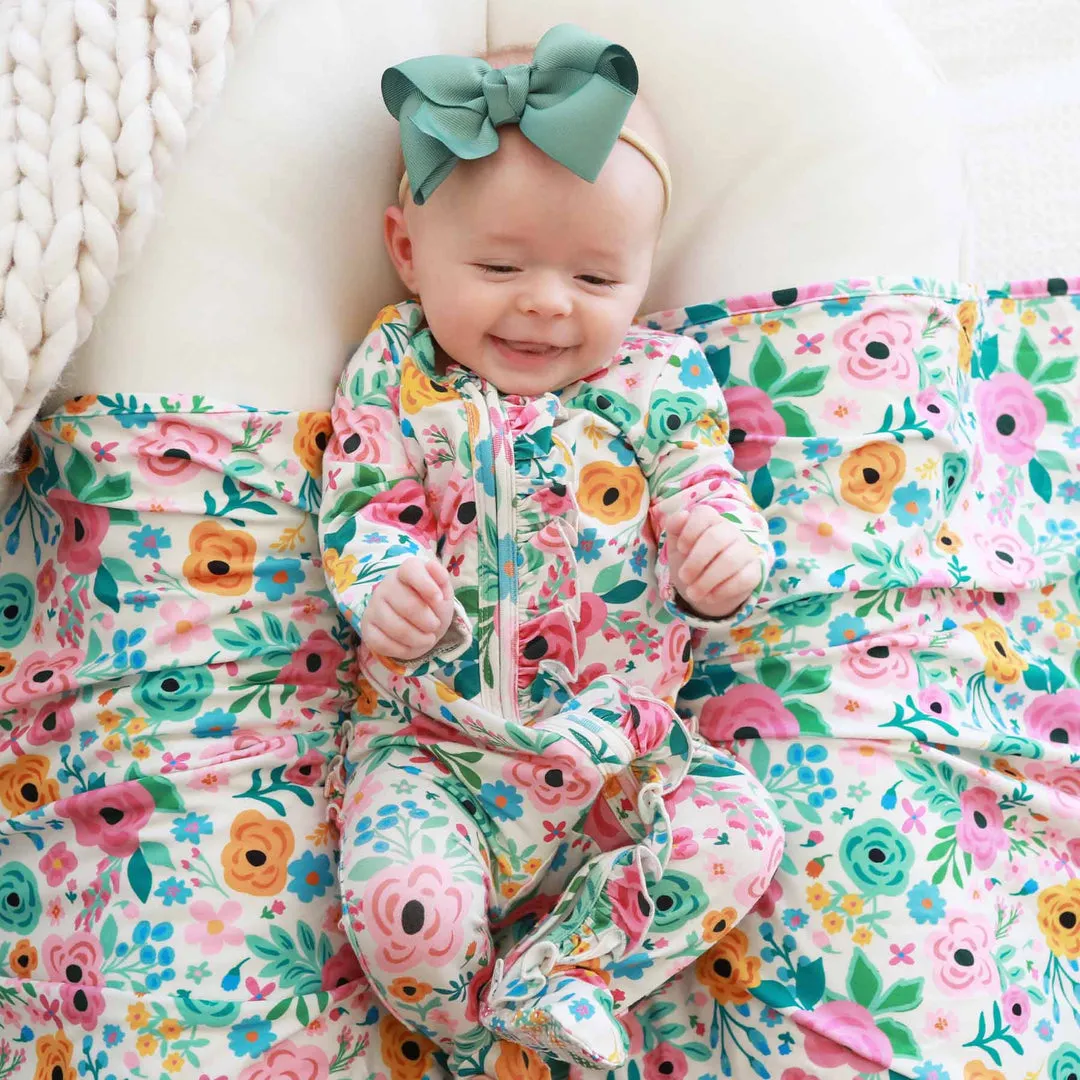 CL Ruffle Zipper Footie | Pretty Poppies