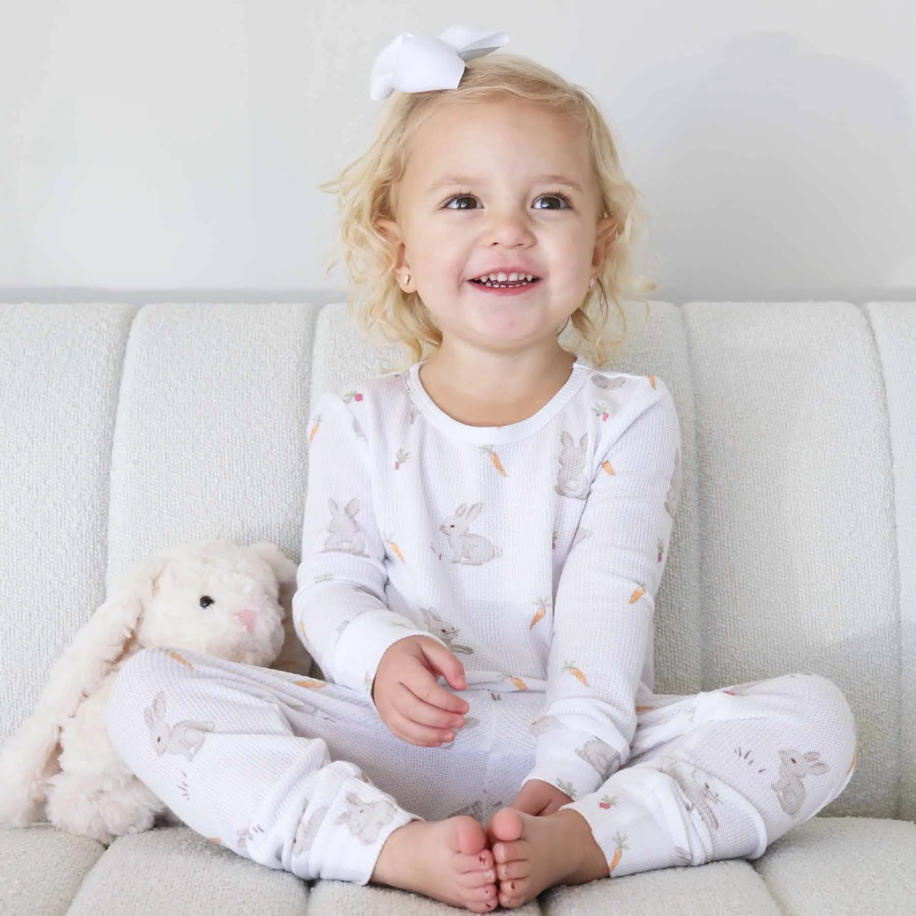 CL Waffle Two Piece Pajama Set | Hop Little Bunnies