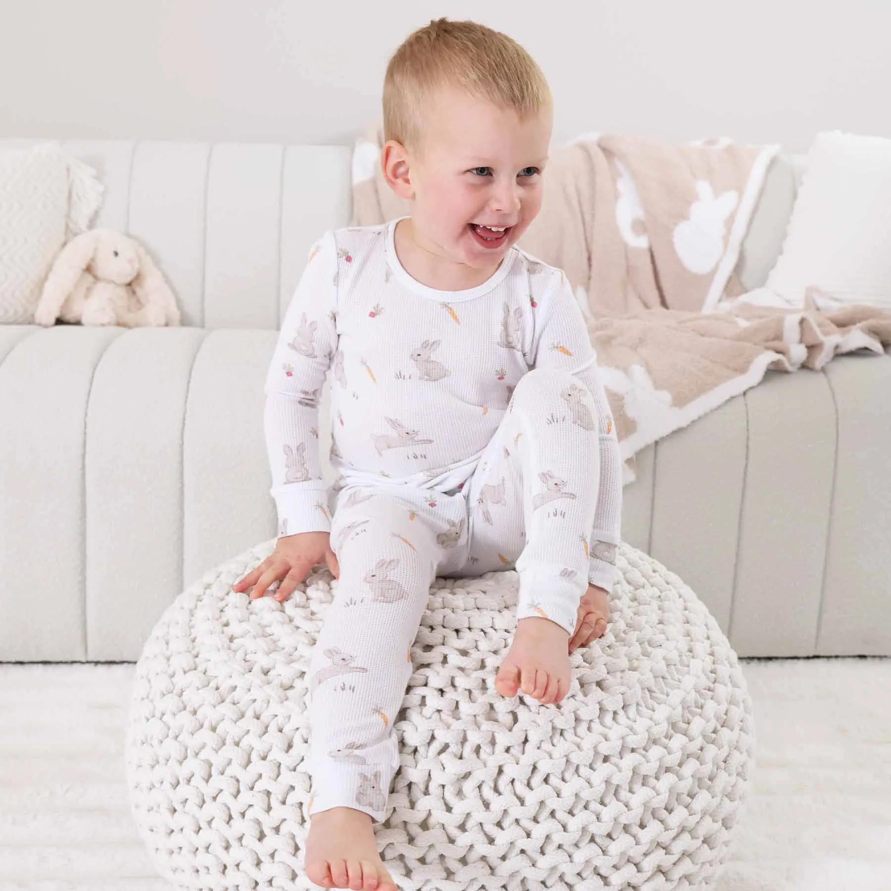 CL Waffle Two Piece Pajama Set | Hop Little Bunnies