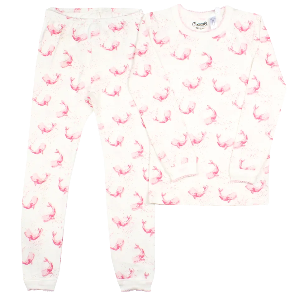 Coccoli Kid Pyjama Pink Whales