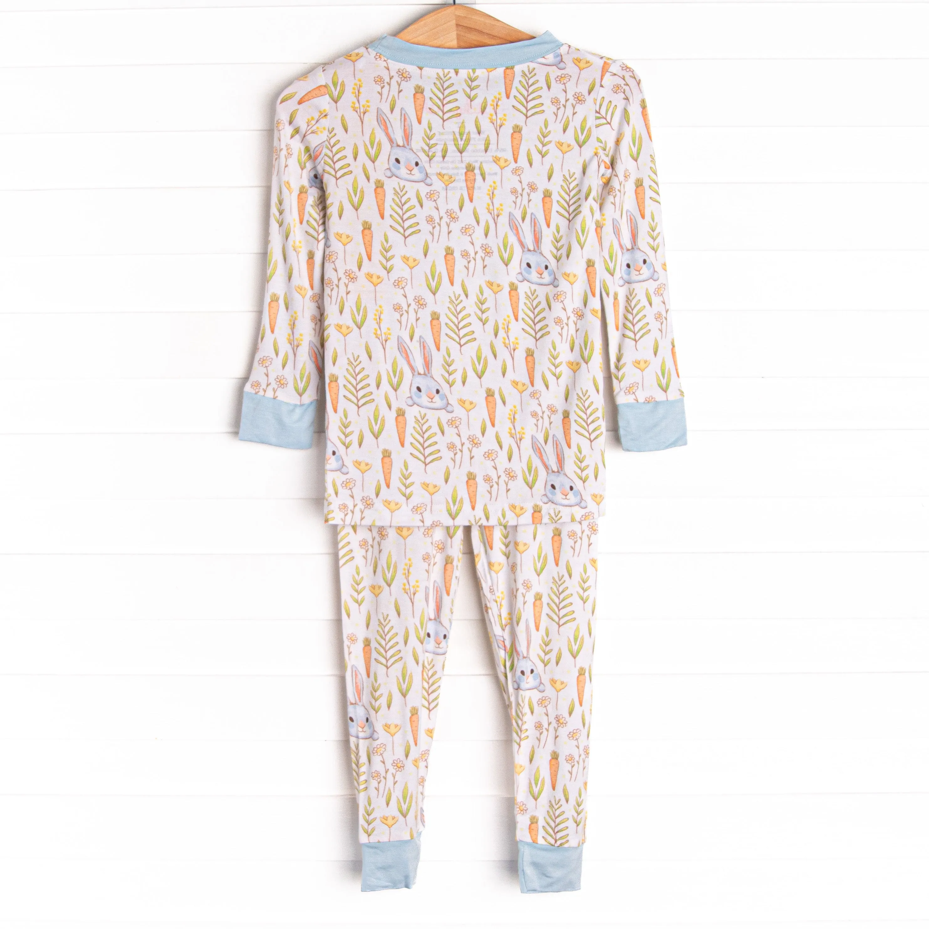 Cottontails and Carrots Bamboo Pajama Set, Blue